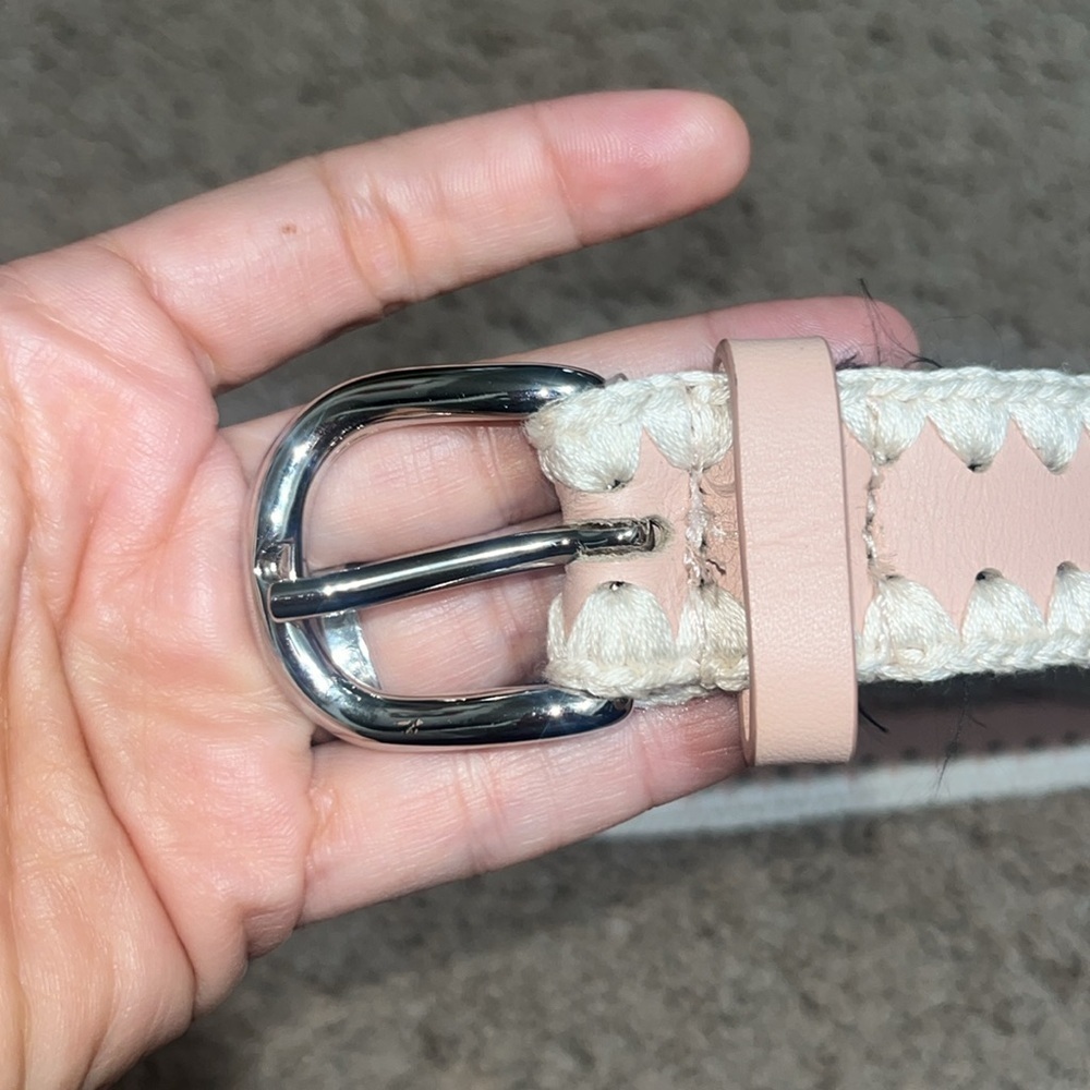 Rachel Comey Thin Crochet Estate Belt Leather Silver Blush XS‎ - Picture 9 of 11